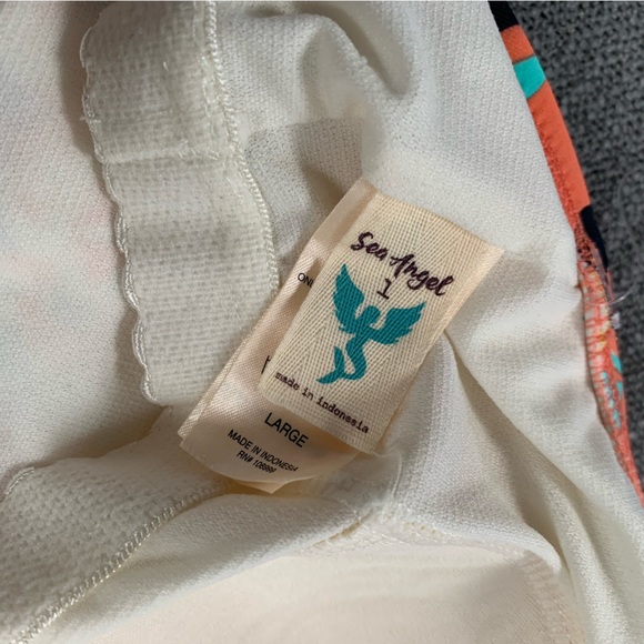 Sea Angel Halter Orange Floral Swimsuit Meadowdale Black Cheeky Bottom Womens L - Picture 8 of 14